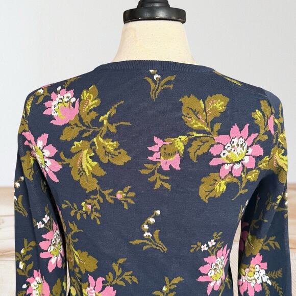 Ann Taylor Floral Crewneck Sweater Womens Sz S Pullover Top Knit Long Sleeves - Picture 6 of 8
